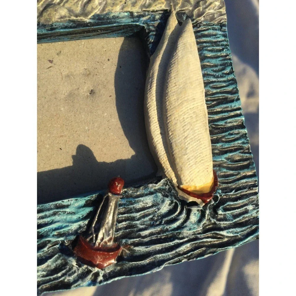 4” new Lighthouse small picture frame‎ sailboat boat ocean sea coastal beach